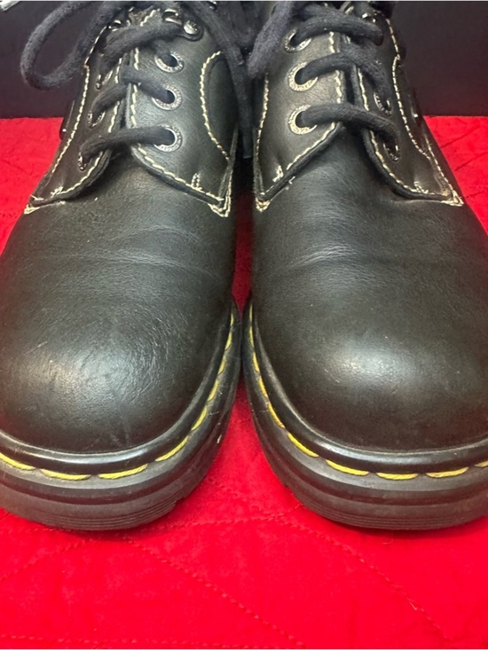 Vintage Dr. Martens Black Leather Shoes with Yellow Stitching main image 4